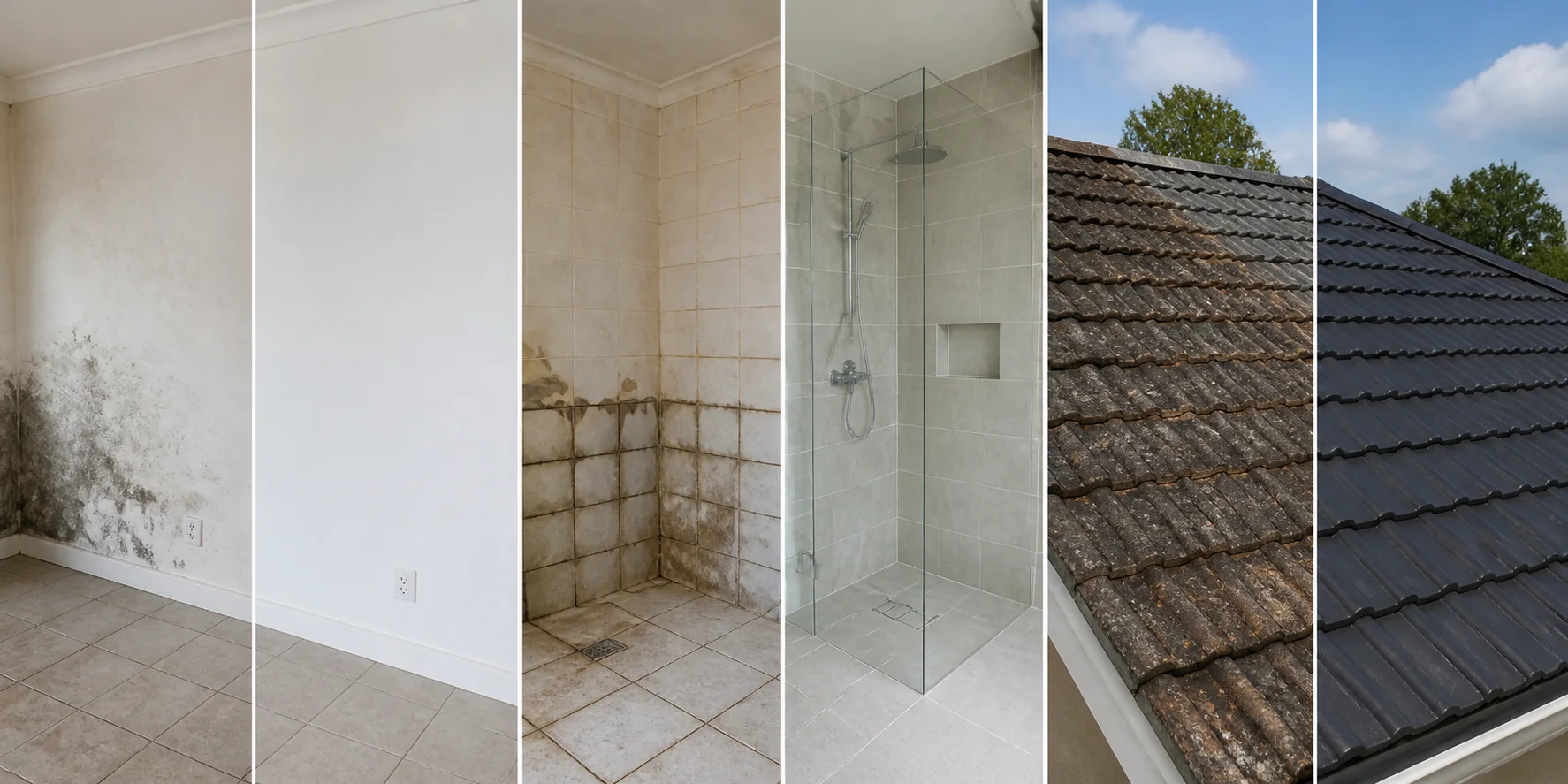 Painting and damp repairs - illustrative before and after comparison